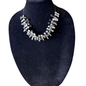 Chico's Gunmetal & Crystal Statement Necklace